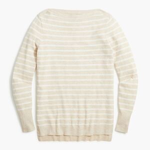 J. Crew Natural Cotton Boatneck Striped Tunic Sweater Sz M